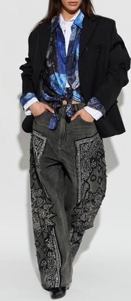 R13 Silk Shirt, Womens, Navy Blue