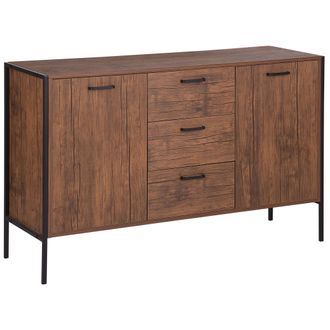 Beliani Beliani - Aparador De Madera Oscura Y Negro Con Cajones Sal&oacute;n Industrial Tifton