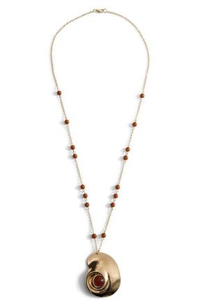 Mango Beaded Spiral Pendant Necklace in Gold at Nordstrom