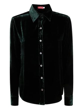 Bianco Levrin velvet button shirt - Green
