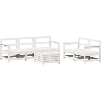 vidaXL Vidaxl - Set Divani da Giardino 6 pz Bianco in Legno Massello di Pino