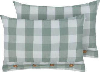 Beliani Beliani - Conjunto De 2 Cojines De Algod&oacute;n A Cuadros Estilo Cottage Verde Menta 40 X 60 Cm Tamnine