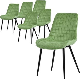 ML Design Ml-design Set 6x Sillas De Comedor Salvia Con Respaldo Asiento Ergon&oacute;mico Acolchado Tapizado De Terciopelo Con Patas De Metal Sill&oacute;n De Dise&ntilde;o Moderno