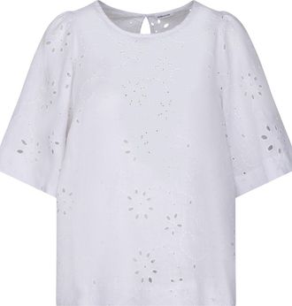 Seidensticker Shirtbluse SEIDENSTICKER Schwarze Rose, Damen, Gr. S(36), weiss (wei&szlig;), 96% Leinen, 4% Polyester, unifarben, regular fit, Rundhals, Blusen Shirtbluse,