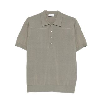 Paolo Pecora Polo Shirts, male, Green, Size: XL Knit Polo with Buttons