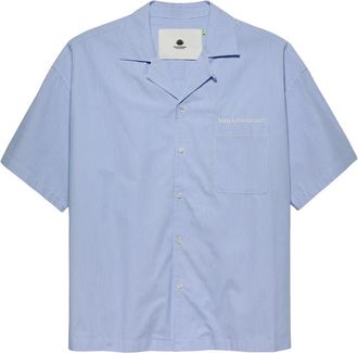 New Amsterdam Surf Association Overhemden, Heren, Blauw, S, Katoen, Gestreept korte mouw knoopshirt