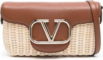 Valentino Garavani VLogo Signature crossbody bag - women - Calf Leather/Straw - OS - Neutrals
