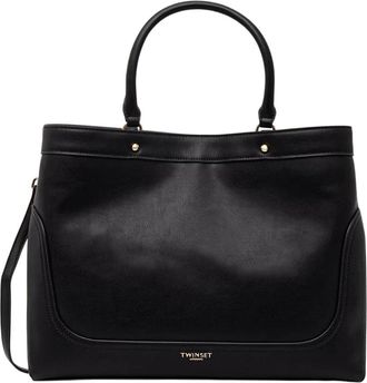 Twinset Bolso Shopper de Grano Liso - Bags - Mujer - Negro - ONE SIZE