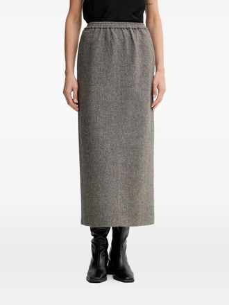 Isabelle Blanche Maxi-rok met elastische taille en visgraatpatroon - Grijs