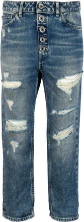 Dondup Jeans met juweelknopen - Dames - Regular Fit Jeans - Blauw - W25 - Katoen - Jeans