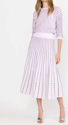 Christy Lynn Colton Midi Skirt In Pinstripe Lilac