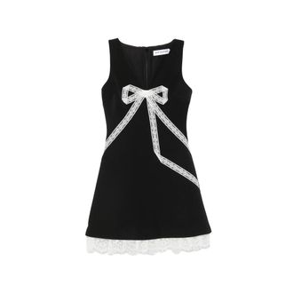Self Portrait Lace-trim Bow-detail Mini Dress