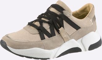 Heine Sneaker HEINE, Damen, Gr. 36, taupe, schwarz, Leder, Rindsleder, Schuhe Sneaker