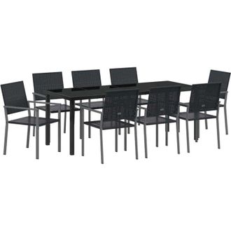 vidaXL Conjunto De Comedor De Jard&iacute;n 9 Pcs Negro Polirat&aacute;n Vidaxl