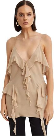 Khaite Zijden Top met Ruffles - Dames - Blouses - Beige - M - Overhemden