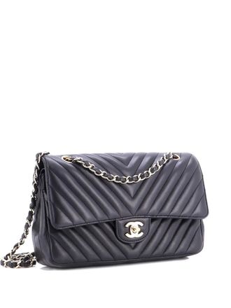Chanel Classic Double Flap Bag Chevron Lambskin Medium schoudertas - Zwart