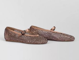 Le Silla satin crystal embellished mesh ballerina shoes