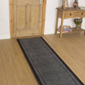 Runrug Hallway Carpet Runner Rug - Hardwearing & Durable, 7mm - Inca in Grey | Size: 80 cm x 420 cm