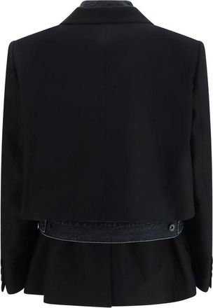 sacai Womens Black Wool Oves Aries Denim Jacket Clothing