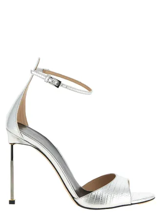 Tom Ford Silver Leather Stiletto Heel Womens Sandals