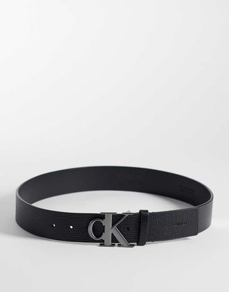 Calvin Klein Cintura testurizzata con fibbia 40 mm nera-Nero