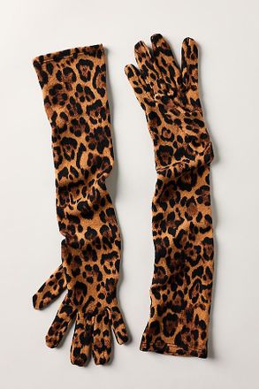 Anna Sui Leopard Longline Gloves