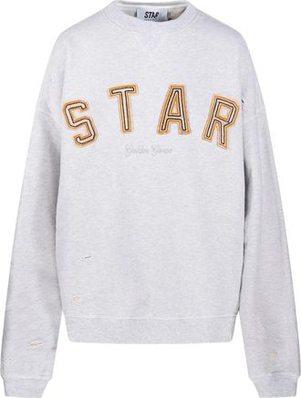 Golden Goose Star/ Unisex Oversize Crewneck/ Heavy Fleece/ Destroyed Wash/ Star Vintage Patch