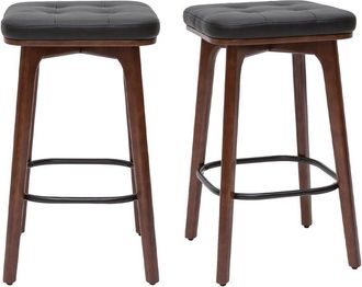 Miliboo Miliboo - Set De 2 Taburetes De Cocina Vintage Negros De Madera Oscura 65 Cm Gramma