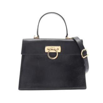 Ferragamo Pre-owned Leren Handtas - Dames - Pre-owned - Zwart - Maat: ONE Size Leer