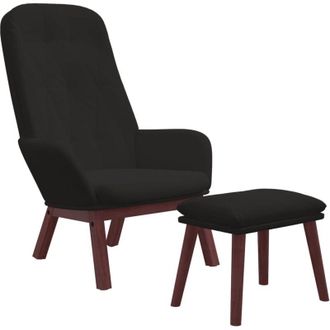 vidaXL Sill&oacute;n De Relax Con Taburete Terciopelo Negro Vidaxl