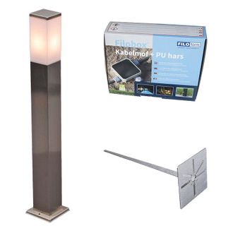 QAZQA Qazqa + Moderno L&aacute;mpara De Exterior De Acero 80cm Ip44 - Malios Con Pincho De Tierra Y Prensaestopas Pl&aacute;stico /acero Inoxidable Cuadrada Adecuado Para