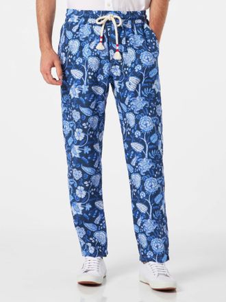 MC2 Saint Barth Man Floreal Print Linen Pants