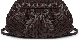 Themoir&egrave; Textured Brown Shoulder Bag with Ruched Design