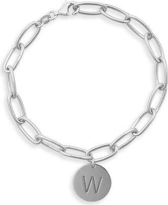 Meshmerise Initial Disc Charm Bracelet in White-W at Nordstrom Rack