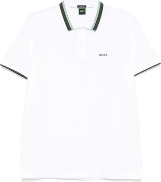 BOSS Polo in cotone con ricamo logo - Bianco