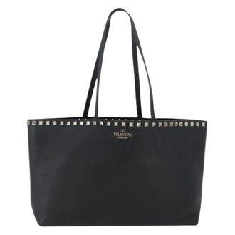 Valentino Pre-owned Tote Bags, female, Black, Size: ONE SIZE Pre-owned Rockstud shopper tote