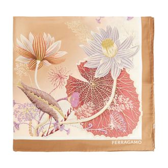 Ferragamo Silky Scarves, female, Beige, Size: ONE SIZE Ninfee Silk Scarf