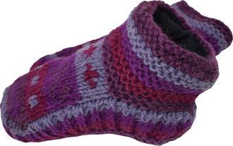 Gheri Womens Handknitted Fleece Lined Wool Ankle Slipper Socks K
