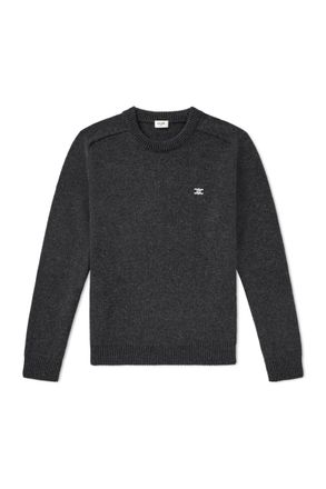 Celine Logo-Embroidered Wool and Cashmere-Blend Sweater