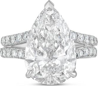Diana M. Jewels Platinum 12ct lab grown pear diamond Micropav&eacute; Split Shank Ring