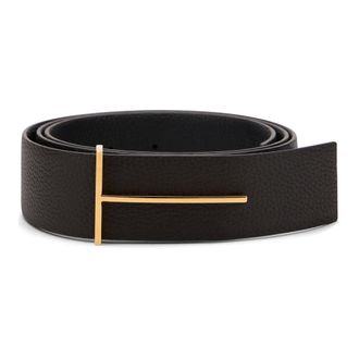 Tom Ford Belts, male, Brown, Size: 105 CM Grain Leather Slim T Reversible Belt