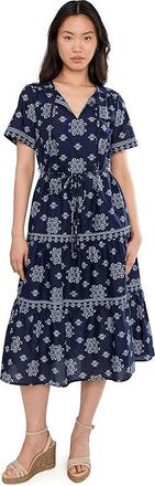 Tommy Bahama Coastal Tiles Short Sleeve Midi Dress Womens Dress Coastline : LG (US 12-14), Cotton