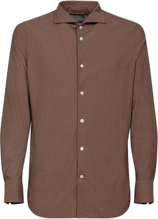 Dell'Oglio Katoenen T-shirt - Heren - Casual Overhemden - Bruin - XL - Katoen - Overhemden