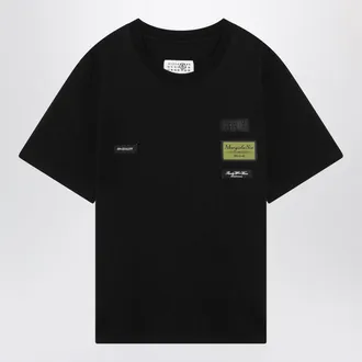 Maison Margiela Black Cotton T Shirt With Label Details