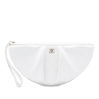 Chanel White Lambskin Wave Clutch