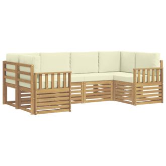 vidaXL Conjunto De Sof&aacute;s De Exterior 5 Pcs Blanco Y Crema Vidaxl