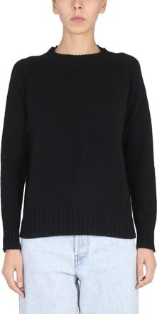 Stefano Mortari Cross-Neck Black Wool Jersey Sweater