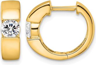 Diamond2Deal 14k Gold 0.60 ct Lab Grown Diamond Hinged Hoop Earrings VS Clarity, D-E Color