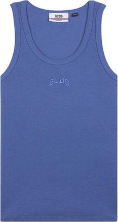 GCDS Ribbed Tank Top - Dames - Tops zonder mouwen - Blauw - 2XS - Katoen - Tops