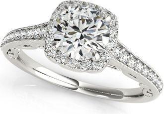 Mauli Jewels 1 Carat Halo Diamond Engagement Ring 14K White Gold